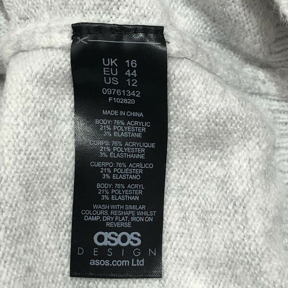 NEW without Tags ASOS Oversized Cowl Neck Sweater Gray Marl Knit Womens US 12 - Picture 4 of 7